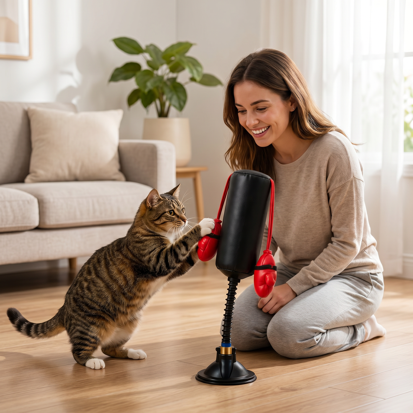 Durable Interactive Cat Boxing Toy with Punching Bag