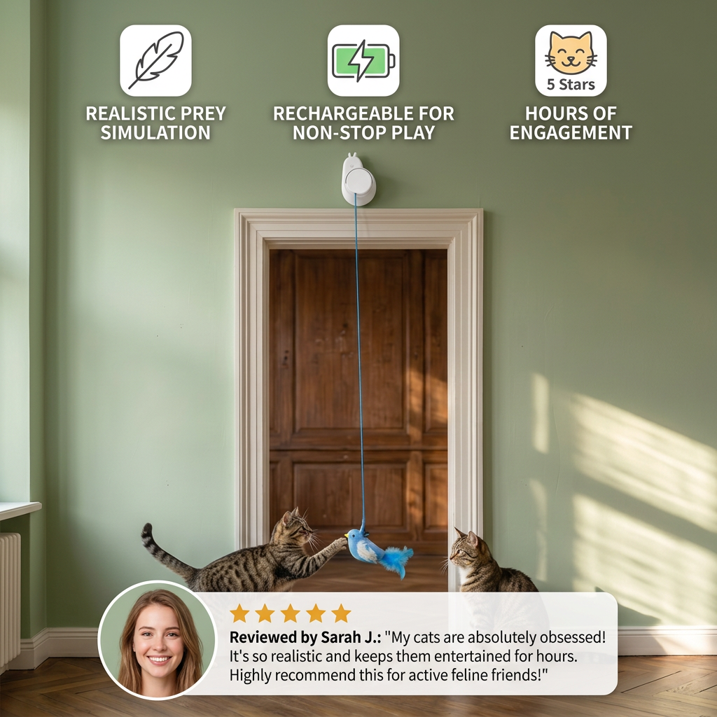 Automatic Flying Bird Cat Toy – Rechargeable Interactive Hanging Teaser