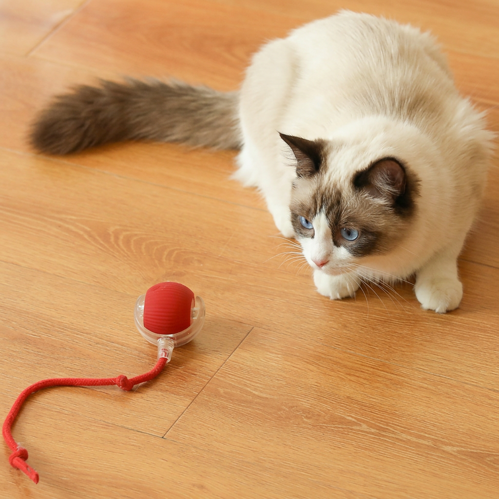 Upgraded Smart Rolling Cat Ball – Durable Interactive Toy with mesh tail