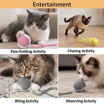 Upgraded Smart Rolling Cat Ball – Durable Interactive Toy with mesh tail