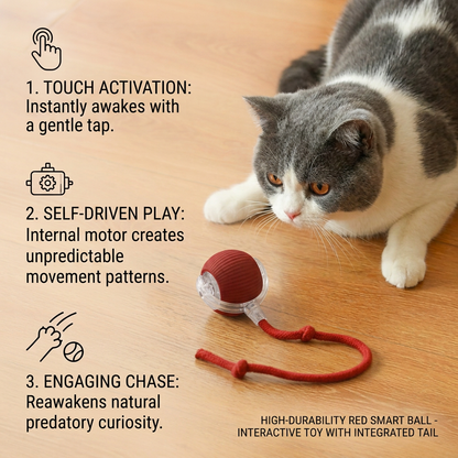 Upgraded Smart Rolling Cat Ball – Durable Interactive Toy with mesh tail