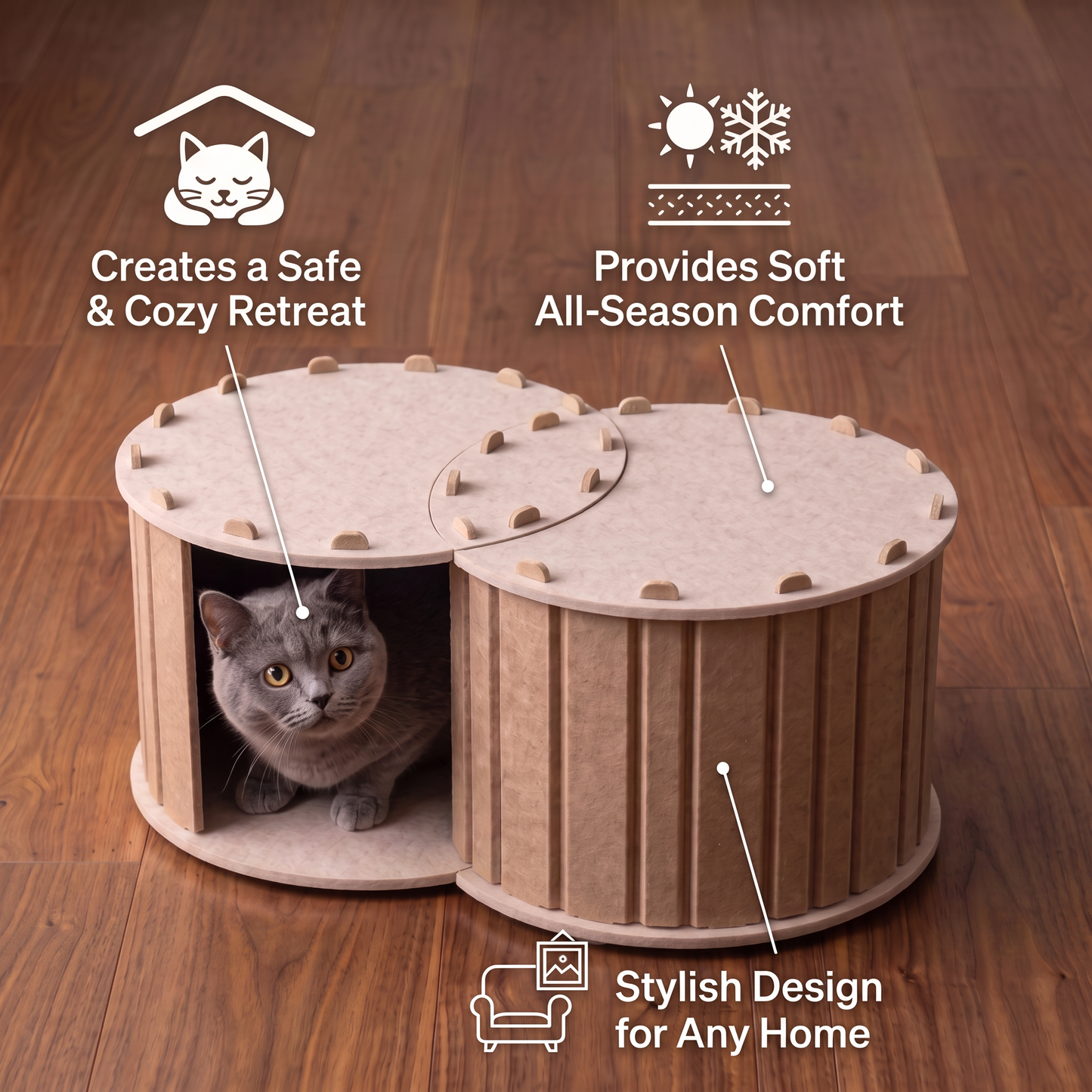 2-in-1 Interactive Play Cat Bed & Scratcher Hideaway