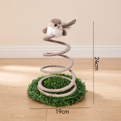 Interactive Spring Bird Cat Toy with Grass Base