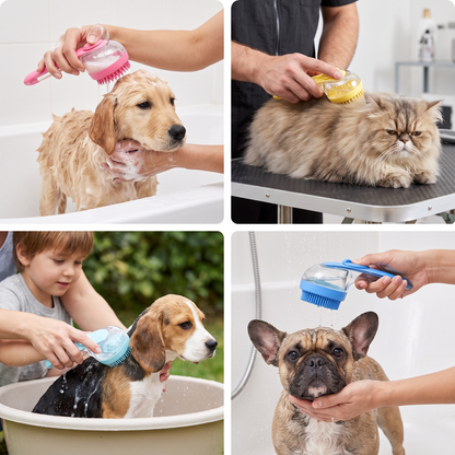 2-in-1 Silicone Pet Bath & Massage Brush with Shampoo Dispenser
