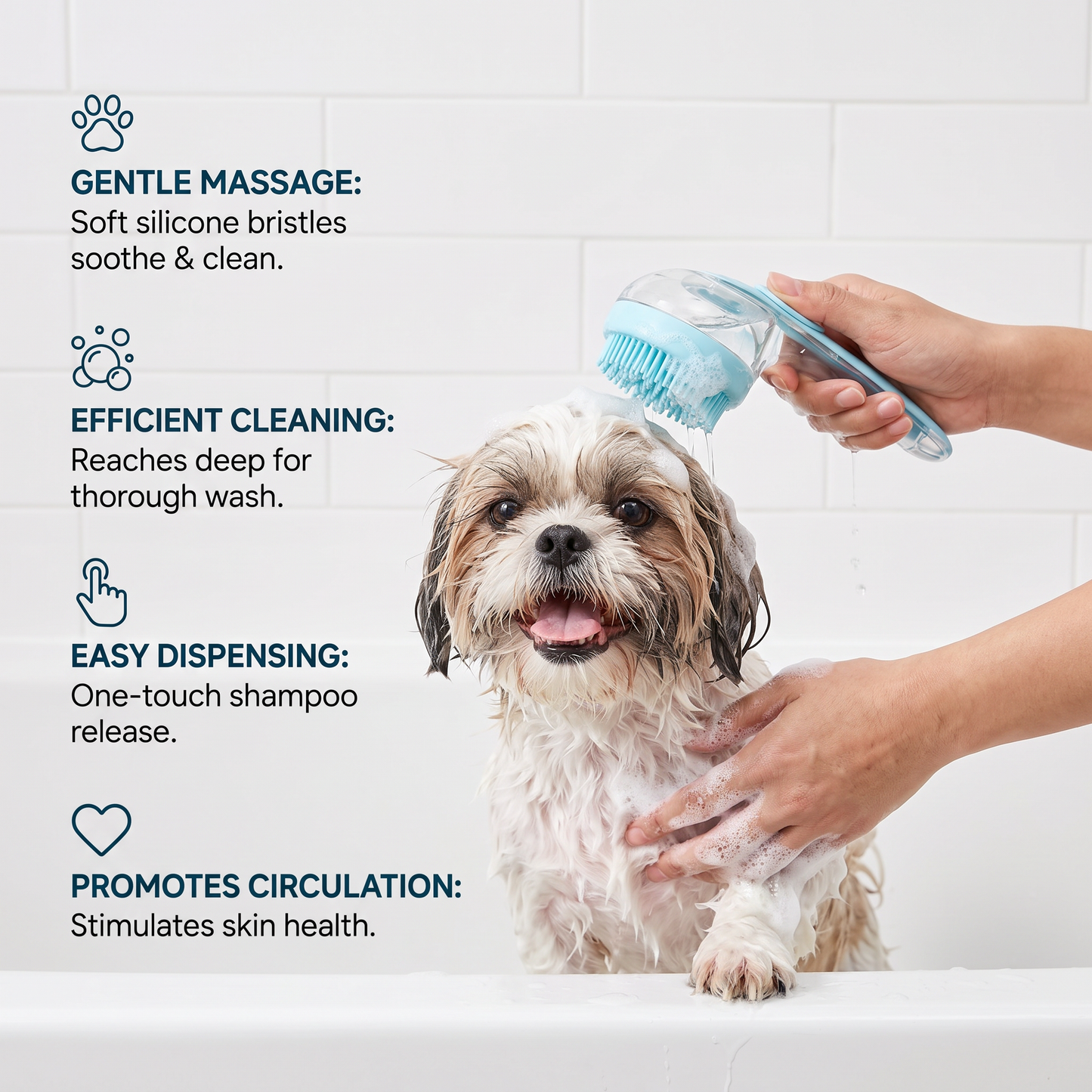 2-in-1 Silicone Pet Bath & Massage Brush with Shampoo Dispenser