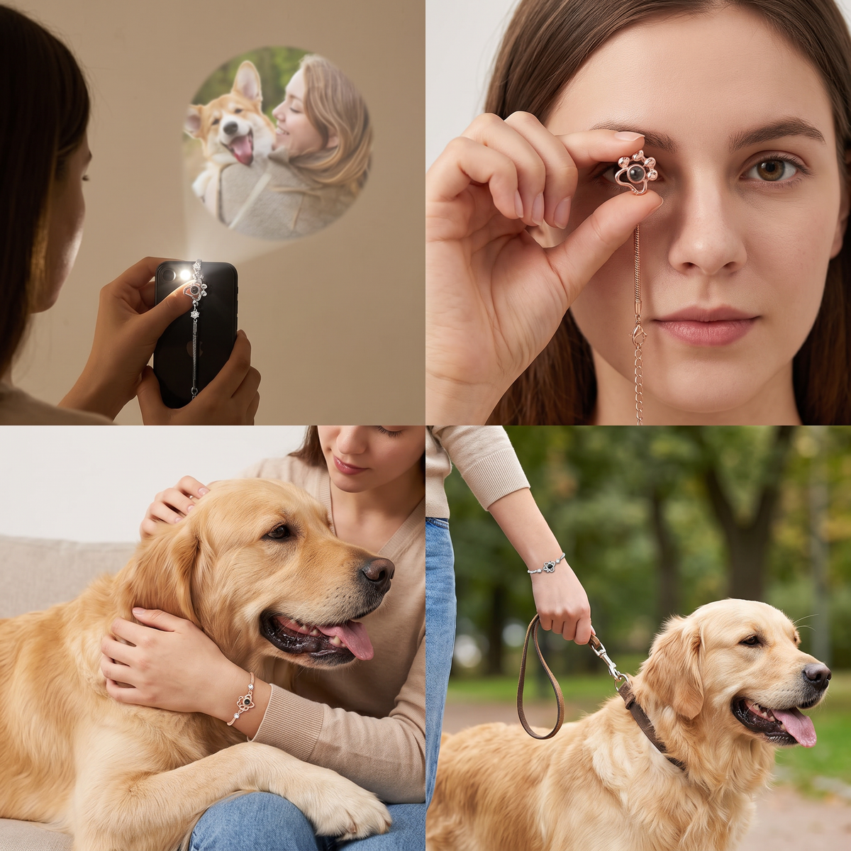 Personalized Paw Photo Projection Keepsake Bracelet