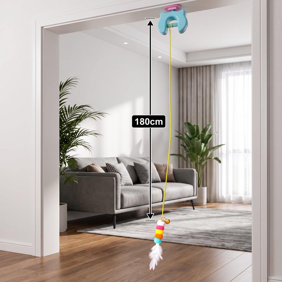 Rechargeable Hanging Door Cat Toy with Interactive Flying Feather