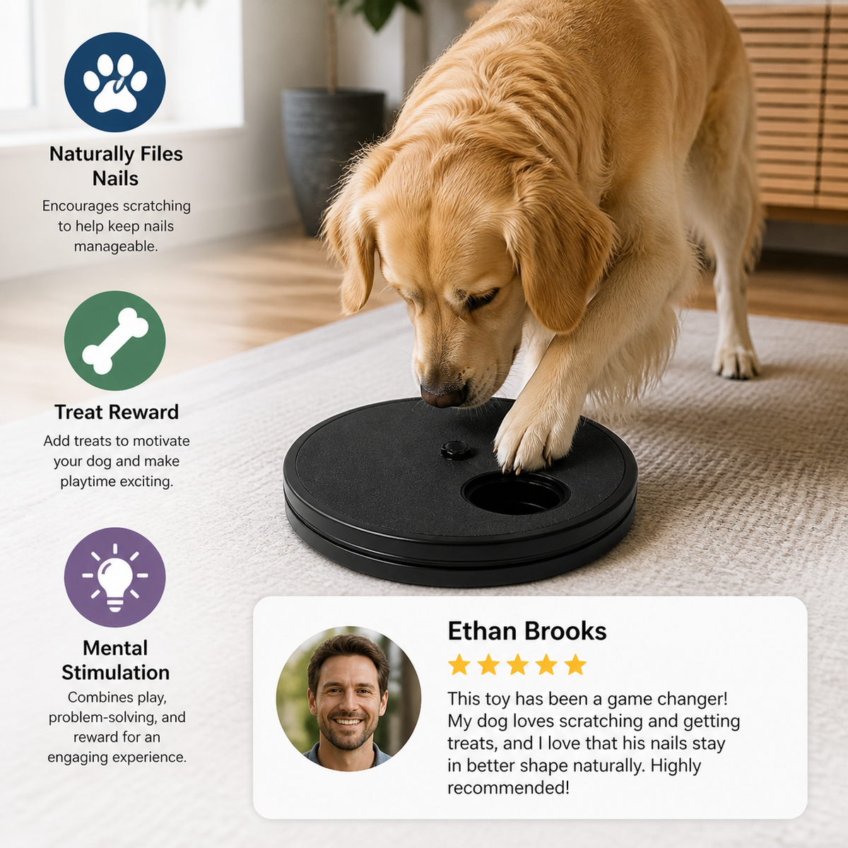 3-in-1 Interactive Dog Nail Scratch Toy with Treat Dispenser