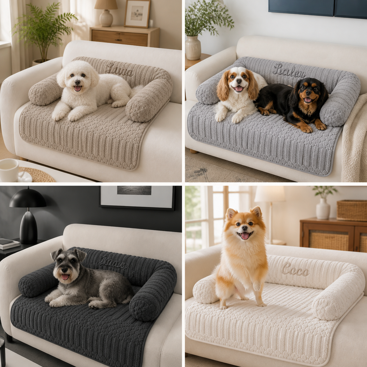 Personalized Fluffy Dog Sofa Bed & Protective Couch Cover