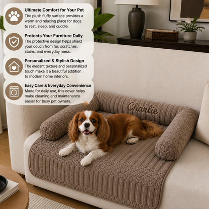 Personalized Fluffy Dog Sofa Bed & Protective Couch Cover