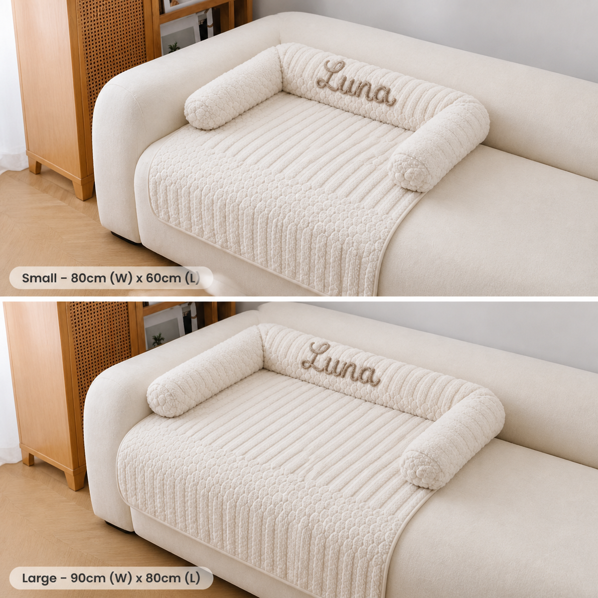 Personalized Fluffy Dog Sofa Bed & Protective Couch Cover