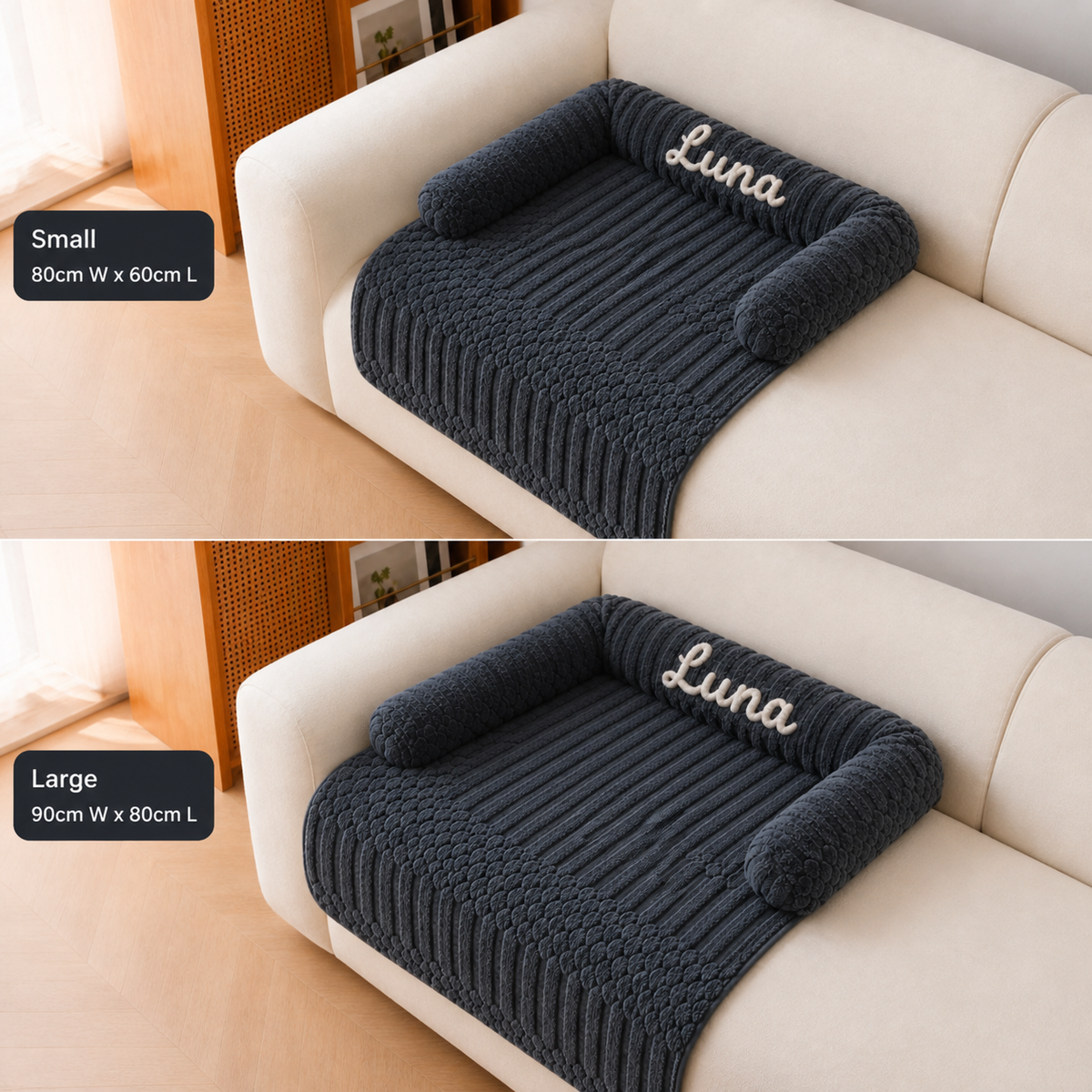 Personalized Fluffy Dog Sofa Bed & Protective Couch Cover
