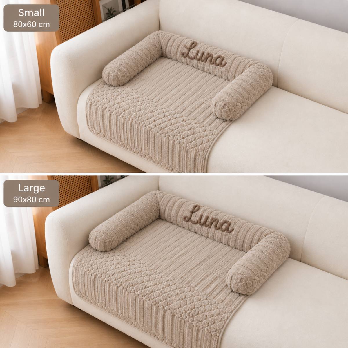 Personalized Fluffy Dog Sofa Bed & Protective Couch Cover