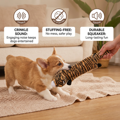 Durable Stuffing-Free Crinkle Squeaky Dog Toy