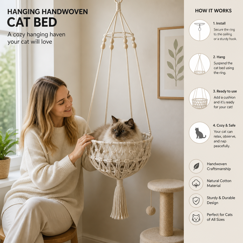 Hanging Handwoven Cat Bed