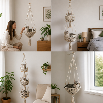 Hanging Handwoven Cat Bed