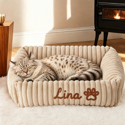Personalized Fluffy Cloud Cat Bed with Soft Bolsters