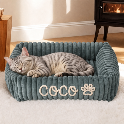 Personalized Fluffy Cloud Cat Bed with Soft Bolsters