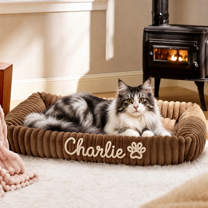 Personalized Fluffy Cloud Cat Bed with Soft Bolsters