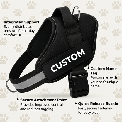 Personalized No-Pull Dog Harness with Front D-Ring – Designed for Neck & Shoulder Relief