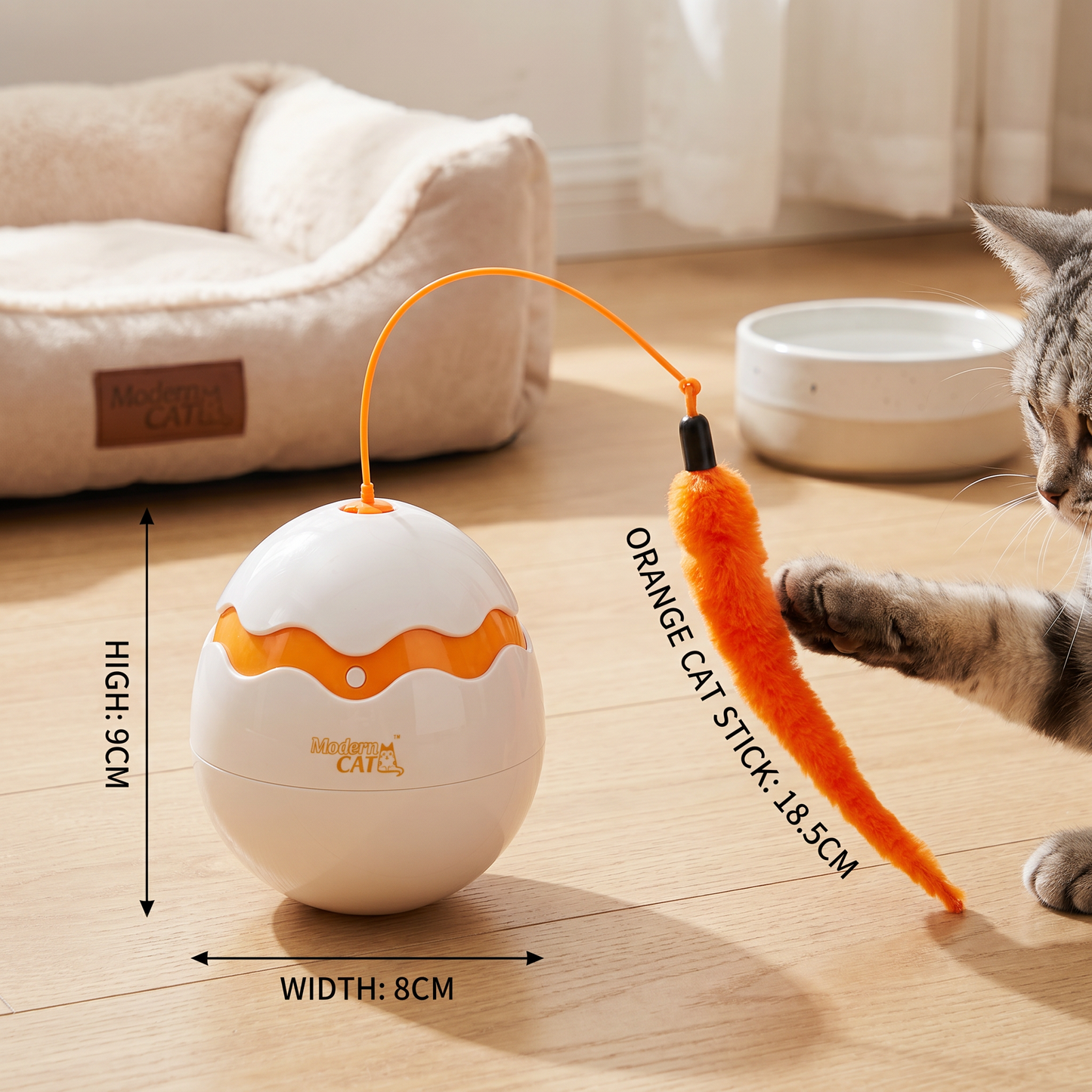 Interactive Wobble Egg Cat Toy – Automatic Feather Teaser