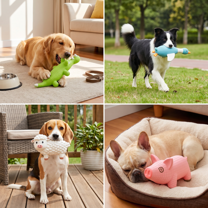 Interactive Chew & Squeak Animal Dog Toy