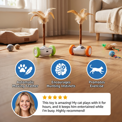 Self-Moving Feather Cat Teaser Toy