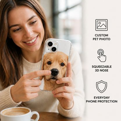 Personalized Pet Photo Phone Case with 3D Squeezable Nose