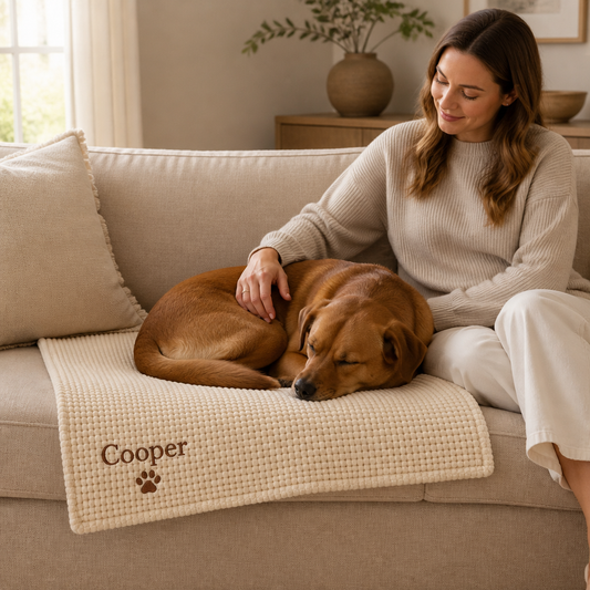 Personalized Fluffy Dog Blanket with Custom Embroidery