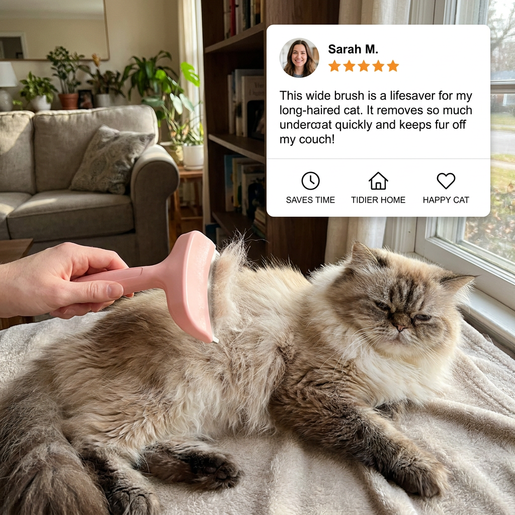 Cat Deshedding Undercoat Rake – Extra-Wide Grooming Tool for Loose Fur & Long Hair