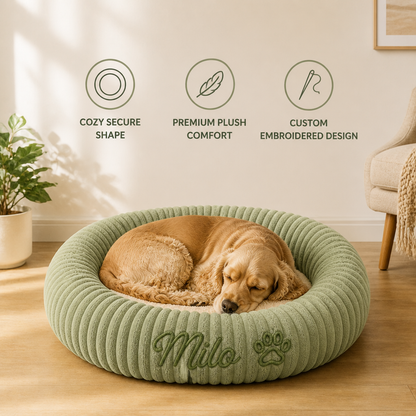 Personalized Round Fluffy Dog Bed