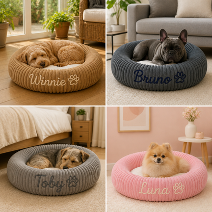Personalized Round Fluffy Dog Bed