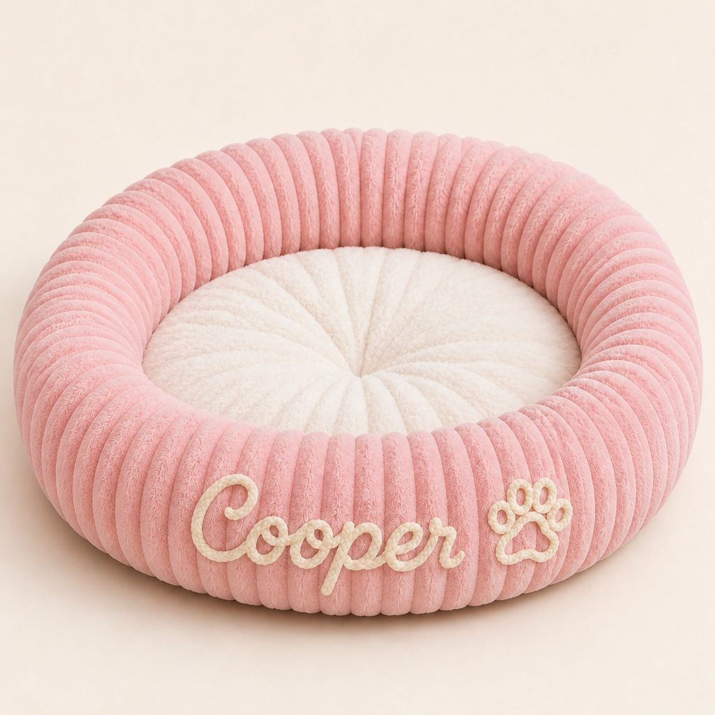 Personalized Round Fluffy Dog Bed
