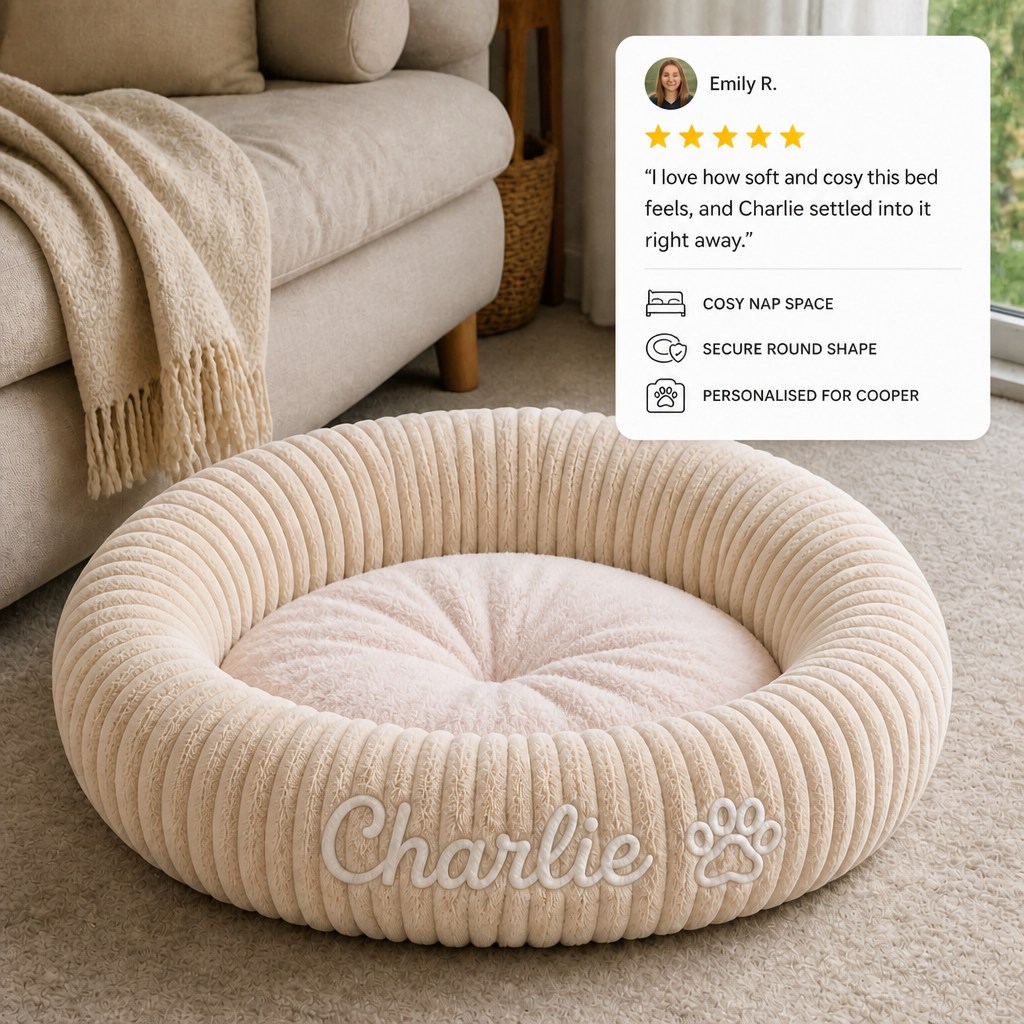 Personalized Round Fluffy Dog Bed