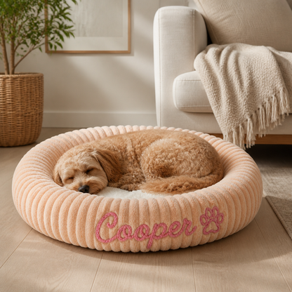 Personalized Round Fluffy Dog Bed
