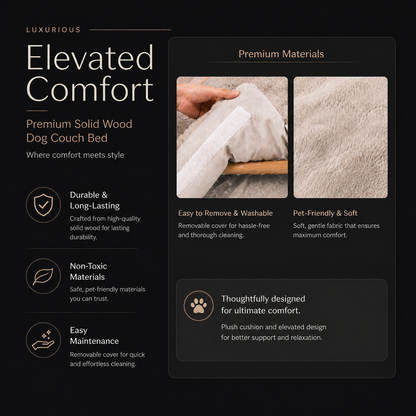 Luxury Elevated Solid Wood Dog Couch Bed