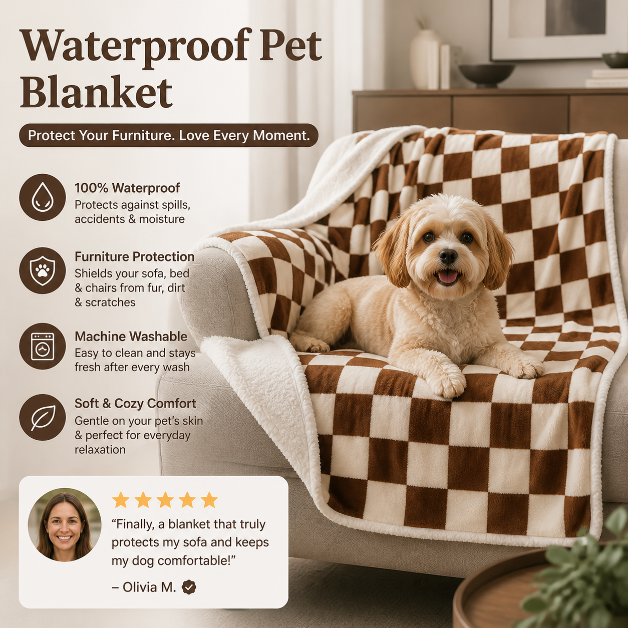 Waterproof Pet Blanket – Dual-Sided Couch & Furniture Protector