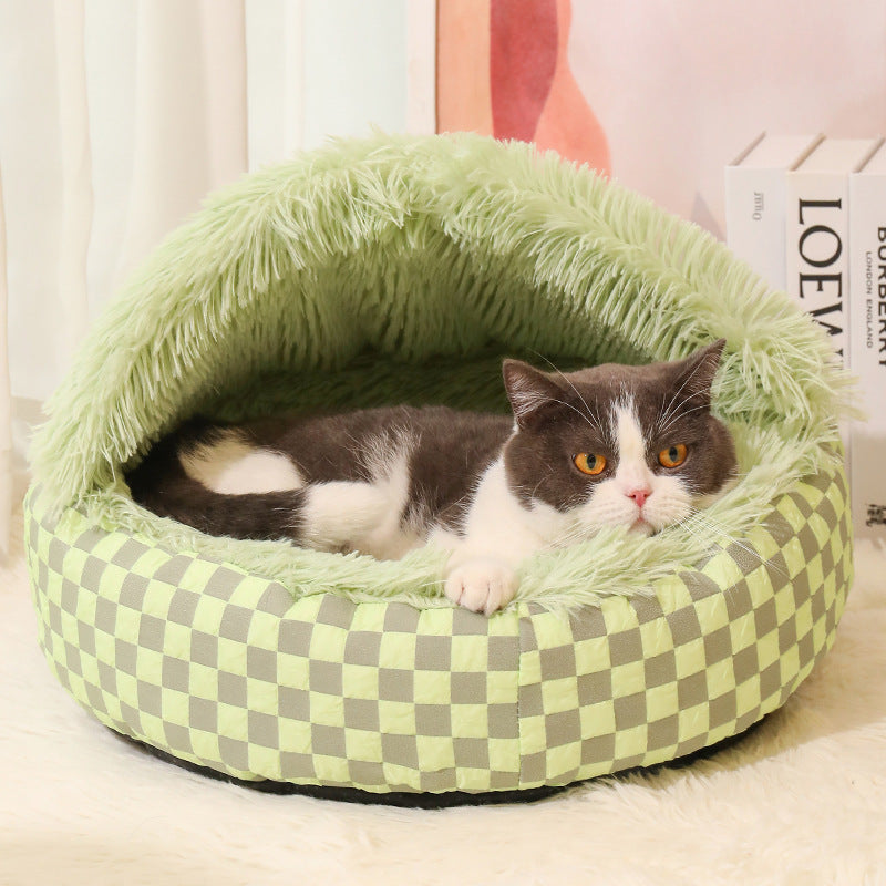 Chequered 2in1 Cat Cave Bed