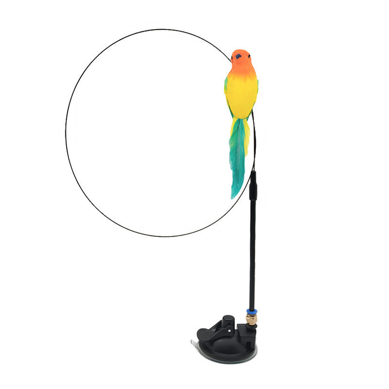 Hands-Free Interactive Cat Wand Toy with Natural Feathers & Suction Cup