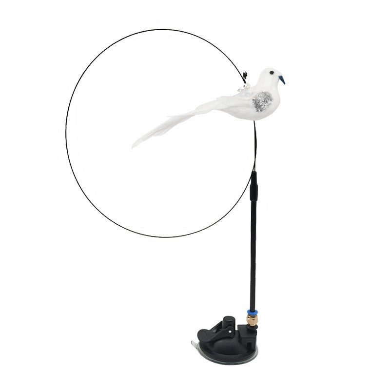 Hands-Free Interactive Cat Wand Toy with Natural Feathers & Suction Cup