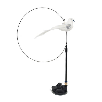Hands-Free Interactive Cat Wand Toy with Natural Feathers & Suction Cup