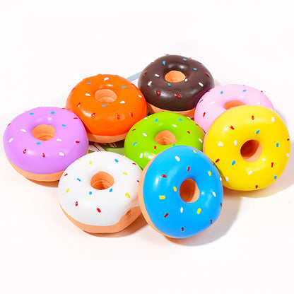 Colorful Squeaky Donut Dog Toy