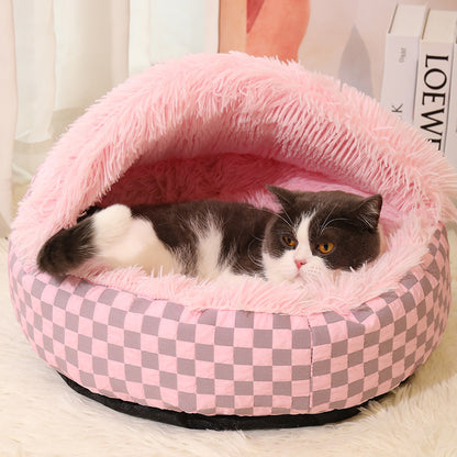 Chequered 2in1 Cat Cave Bed