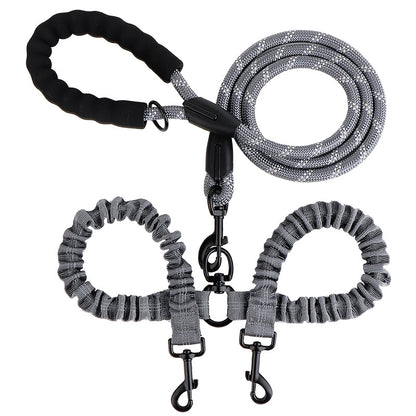 2-in-1 Double Dog Lead with 360° Swivel – Tangle-Free & Shock-Absorbing