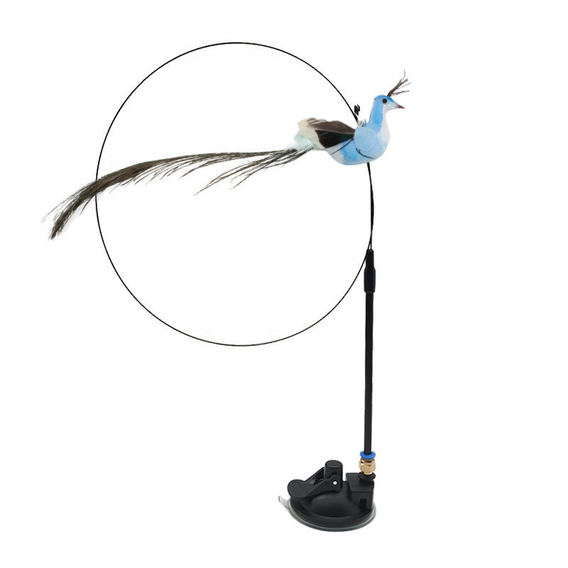Hands-Free Interactive Cat Wand Toy with Natural Feathers & Suction Cup