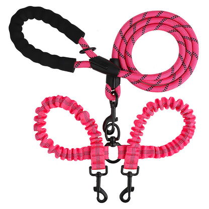 2-in-1 Double Dog Lead with 360° Swivel – Tangle-Free & Shock-Absorbing