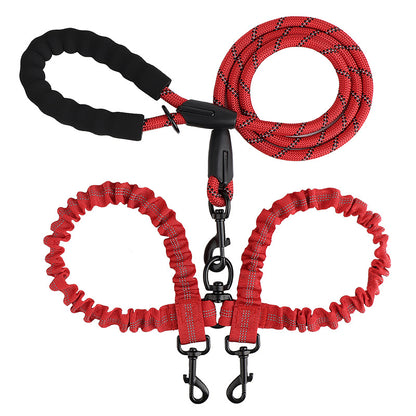 2-in-1 Double Dog Lead with 360° Swivel – Tangle-Free & Shock-Absorbing