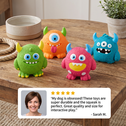 Durable Eco-Friendly Monster Teeth Cleaning Latex Squeaky Dog Toy