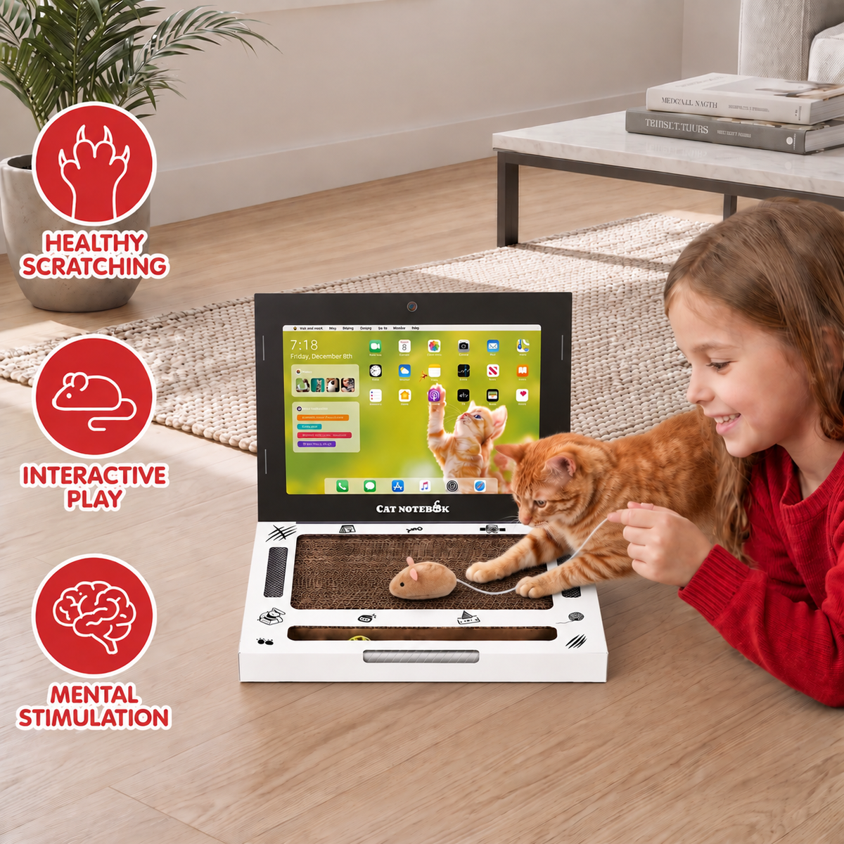 Cardboard Laptop Cat Scratcher & Interactive Toy