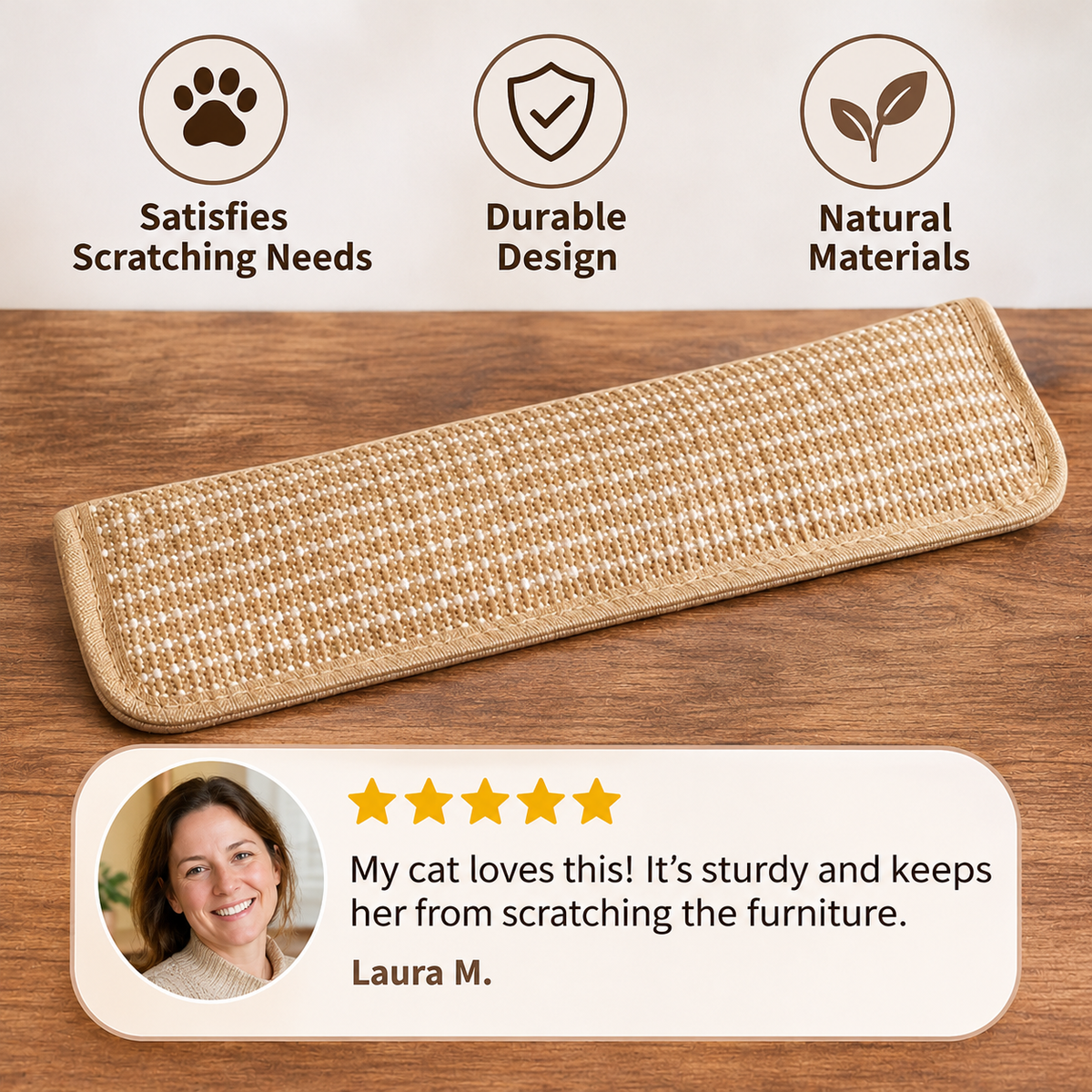 Natural Sisal Cat Kicker & Scratcher with Catnip – Dental Chew Toy